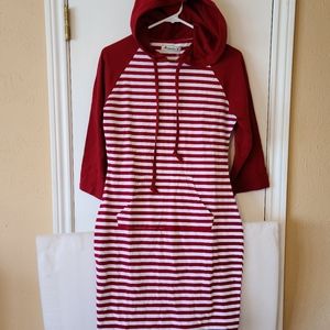 Moyabo Red Striped Cotton Dress with hood